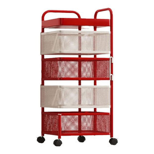 多巴胺厨房零食置物架小推车旋转落地蔬菜多层饮料收纳架果蔬碳钢