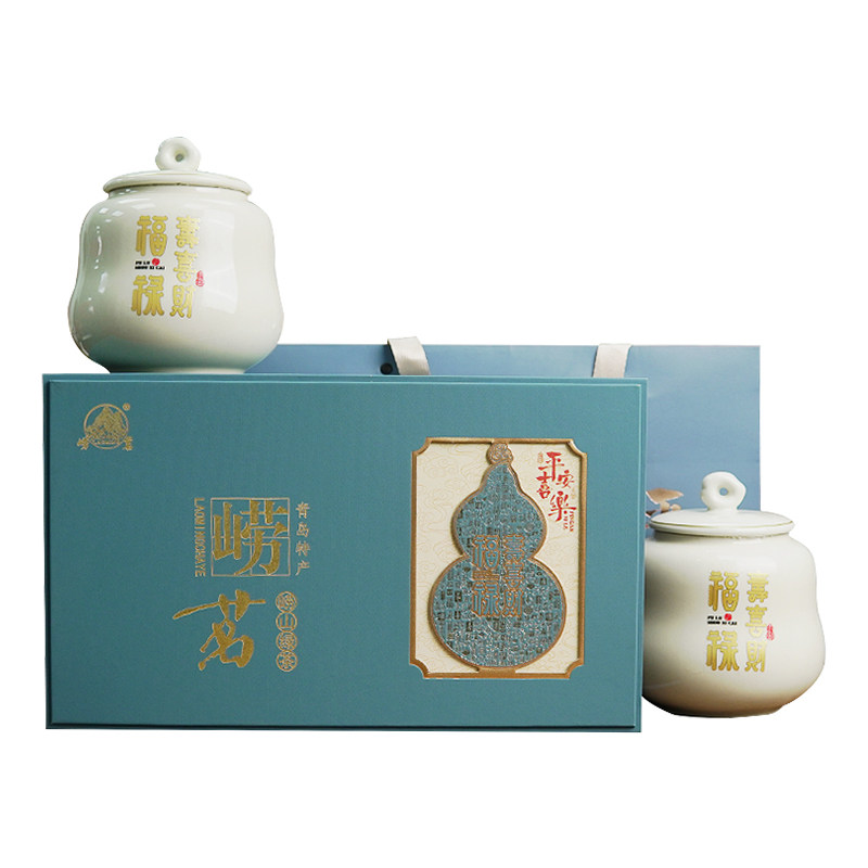 崂茗崂山绿茶陶瓷礼盒装浓香豆香