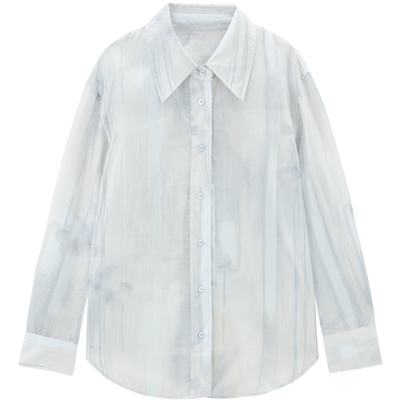 太平鸟女装24年秋季款韩版时尚晕染衬衫A1CAE3152