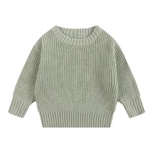 欧美宝宝纯色毛衣A类圆领套头儿童春秋冬婴儿打底针织衫棉线衣