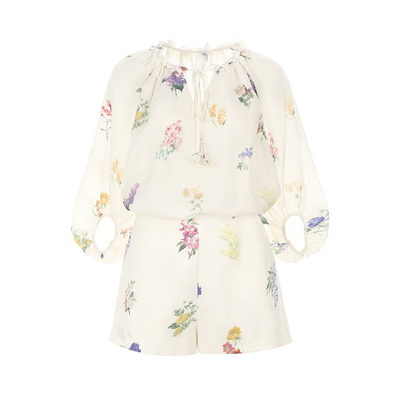 wanatry100%苎麻花卉印花套装女