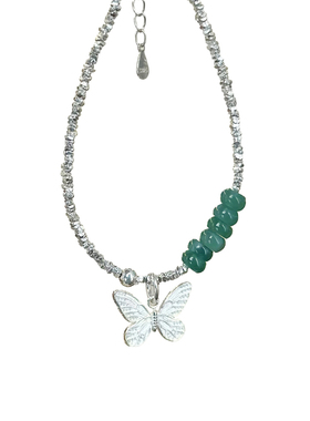 海蓝蓝纯银新中式串珠蝴蝶手链