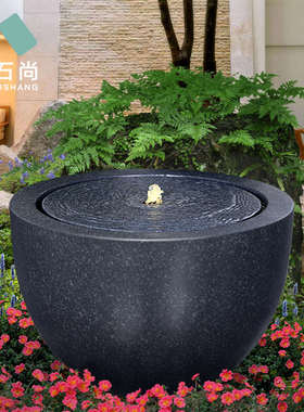 流水摆件喷泉水景小品简约水系花园会所庭院户外装饰水钵落地聚宝