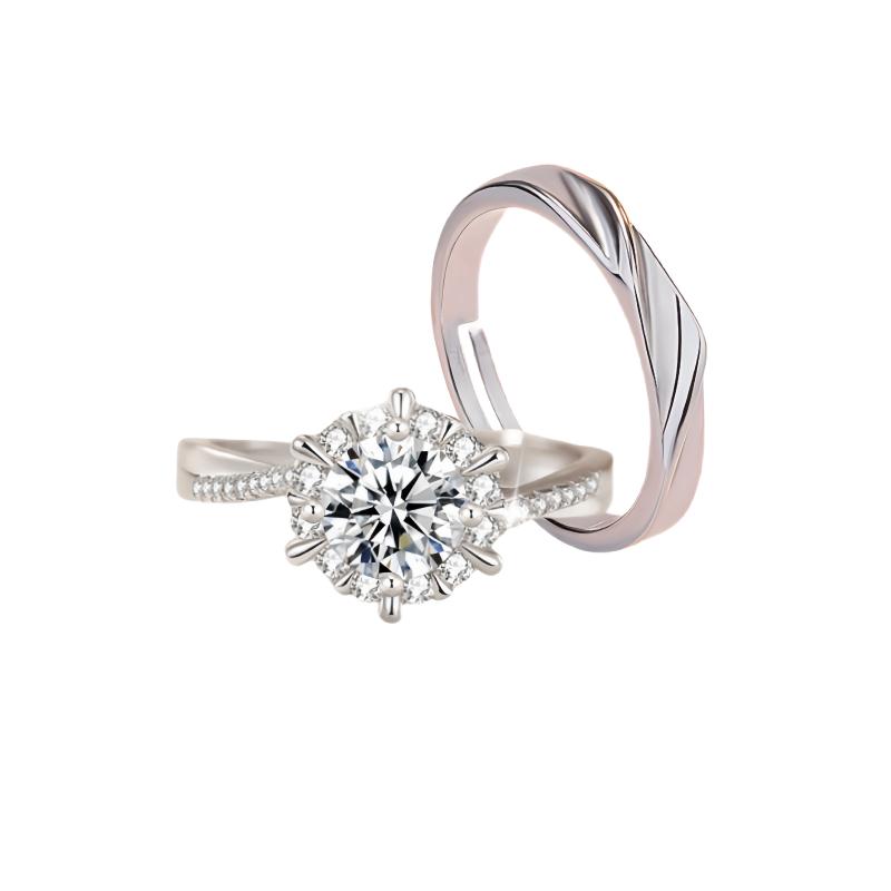 扭臂结婚戒指一对仿真对戒假钻戒活口女戒求婚结婚拍照仪式道具男