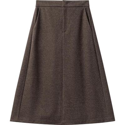 播商场同款简约舒适半身裙女24冬新款通勤法式a字长裙BDR4BD3451