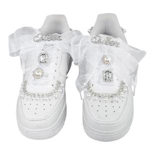 aj婚鞋装饰空军一号匡威婚鞋可拆卸配饰新娘鞋挂件diy珍珠链配件