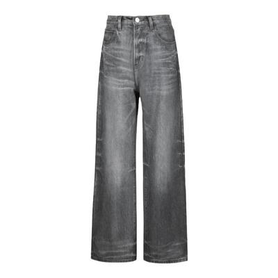 VLABMADE刷蜡灰胶牛仔裤