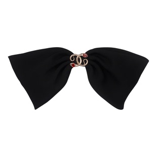 AIQILA哎奇啦蛇眸映钻系列黑色大蝴蝶结头饰发夹弹簧夹发卡后脑勺