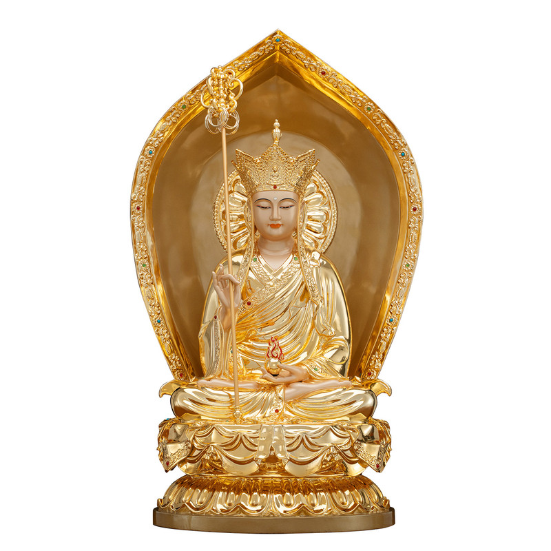 娑婆三圣全堂佛像铜著金嵌钻摆件