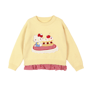 小O宝Okids童装 宝宝毛衣女花边洋气2025冬季女童图案毛线针织衫