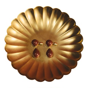 KHEMIA Rosalie赤霞耳环 原创设计高级感简约新年金红石耳钉 默叙