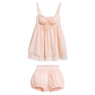 BBING甜饼 恋恋甜心 全棉提花吊带连衣裙少女感显瘦弹力花苞短裤