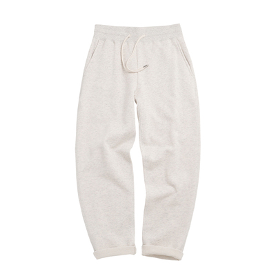 雪花灰重磅纯棉毛圈布宽松直筒裤