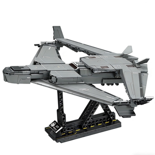明迪正品正版授权南天门天河地效飞行器军事战机拼装积木益智玩具