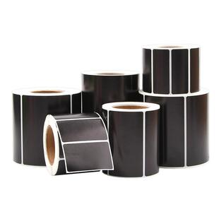 黑色合成纸标签纸100*80 60 40 30 70X50 20 10条码打印机白色碳带PP不干胶PVC设备电器铭牌定制防水防油贴纸