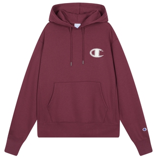Champion冠军连帽卫衣男2025冬季新款重磅加绒红色上衣潮美式复古