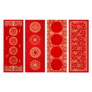 问心堂四字吉语对联大红色四字对联纸蜡染高档传统中式喜字金粉2026年新款马年万年红宣纸对联纸
