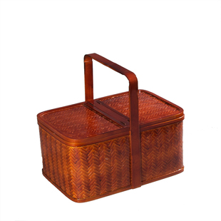 大号竹编藤编清洁篮 酒店PA保洁篮 野餐篮子 购物提篮 物业工具篮