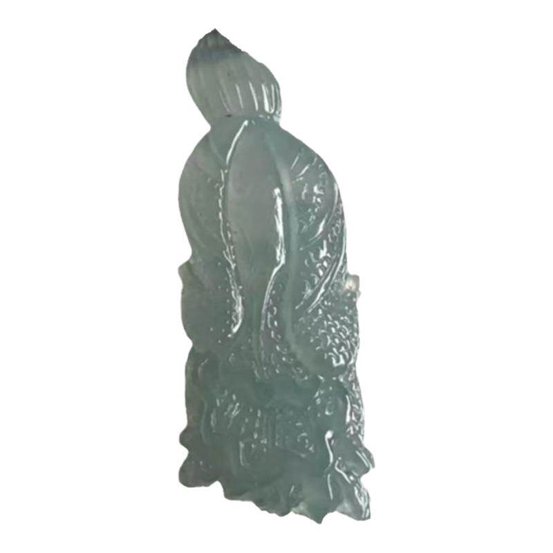 缅甸A货翡翠吊坠冰起胶淡蓝色白
