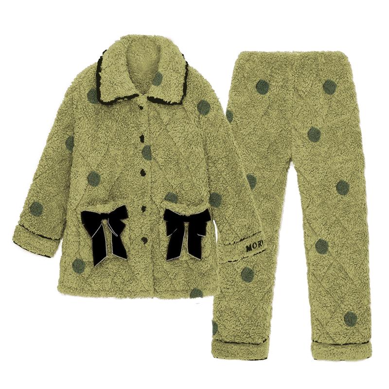睡衣冬季加绒三层家居服夹棉袄