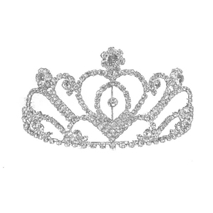 闪亮水钻弹力发箍舞台银色皇冠选美比赛颁奖发冠女孩生日王冠头饰