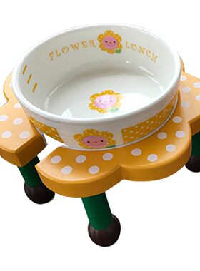 可爱日本小花碗宠物狗高脚陶瓷