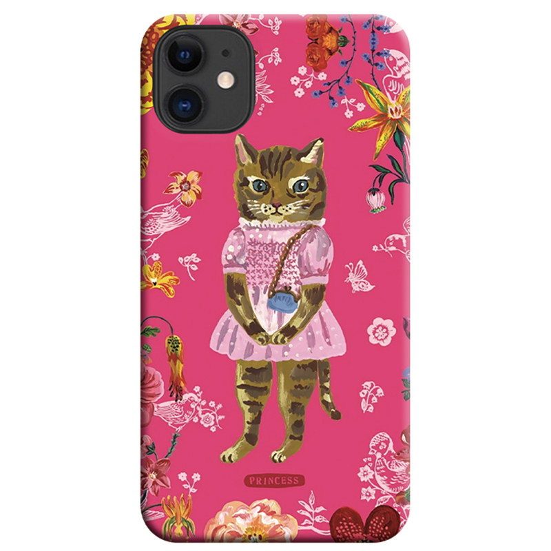 AlienTits原创复古花花猫咪宫廷公主粉色适用于苹果安卓手机壳