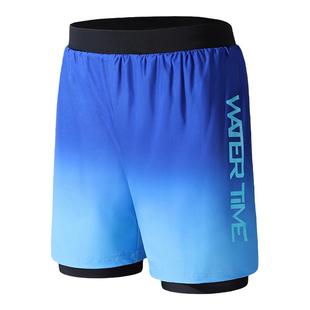 WaterTime泳裤男士双层速干防尴尬专业训练五分游泳裤男2026新款