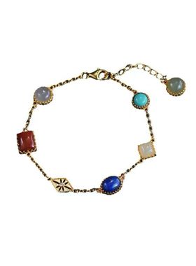 南宫女925纯银和田玉南红手链