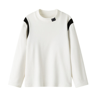 漫画家潮趣童装儿童冬季弹力半高领保暖打底衣加绒拼色长袖T恤