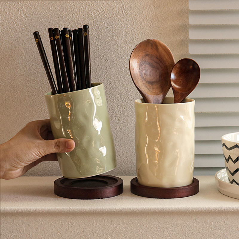 筷子收纳盒筷子笼陶瓷筷篓家用厨房收纳快子筷子筒台面沥水筷子桶