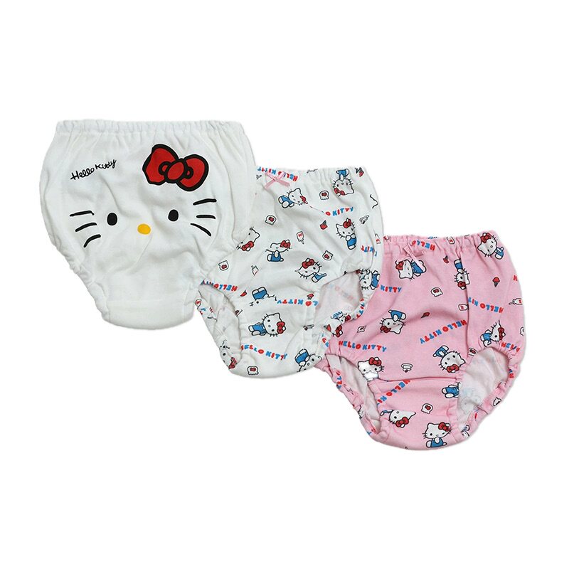 日本三丽鸥 2026夏女童 hello kitty爱心抗菌防臭面包三角内裤3条