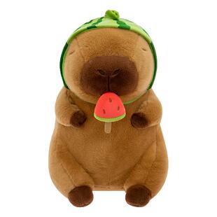 创意吃西瓜学糕水豚鼠西瓜帽子卡皮拉抽绳扒拉巴拉夏日吃瓜土拨鼠