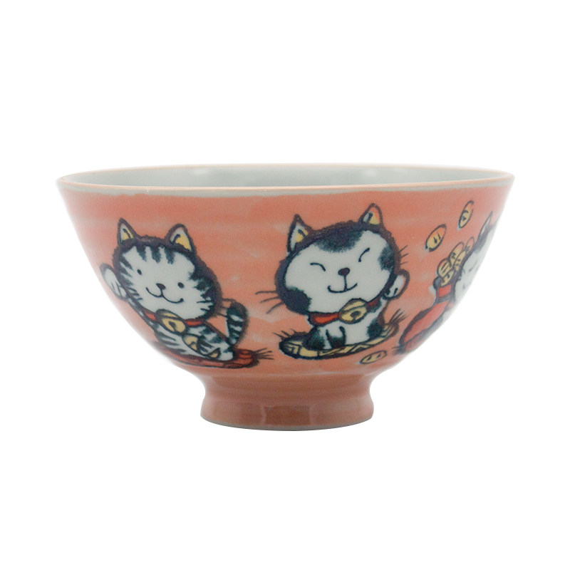 日本原装进口餐具美浓烧陶瓷碗日式家用饭碗釉下彩米饭碗 招财猫