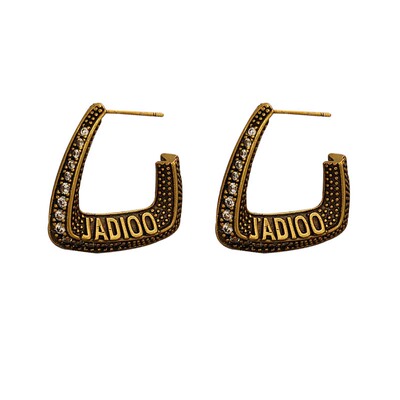 SLA私家 高级感复古气质个性耳环 古铜色微镶名媛拒绝同款耳钉女