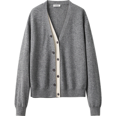 【播奥莱】播商场同款V领休闲宽松冬新羊毛针织开衫女BDR4UD3819