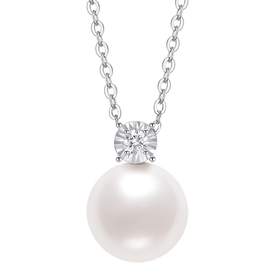 潮宏基铂雅铂金珍珠钻石坠链