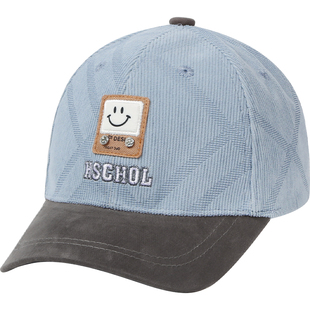 快乐校园春秋天男女宝宝防风硬檐鸭舌帽小孩灯芯绒帽子儿童棒球帽