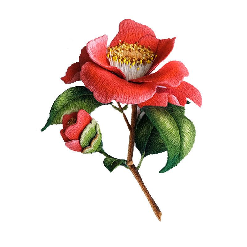 【SEMLY STUDIO】[材料包]立体刺绣欧式红山茶花手工diy摆件胸针