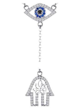 莫桑石满钻恶魔之眼个性锁骨链