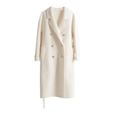 yuanyin复古优雅赫本羊毛白大衣