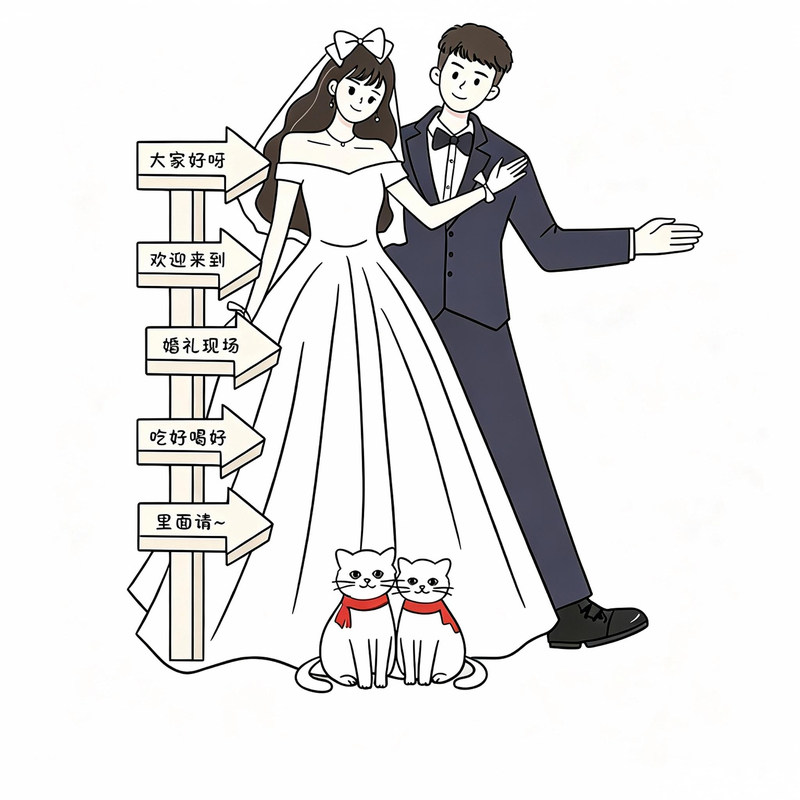 牌婚礼结婚kt板定制卡通人形立牌
