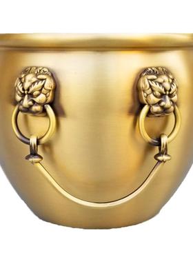 仿古铜狮头双耳故宫缸摆件香炉聚宝盆家用烟缸装饰檀香炉桌面摆件