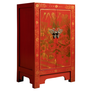 美式复古全实木斗柜储物柜立柜五斗柜卧室收纳中式边柜彩绘床头柜