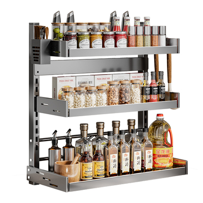 厨房多功能置物架调料品收纳架盒家用台面调味罐油盐酱调味料架子
