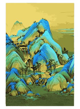 千里江山图数字油画高端国风定制