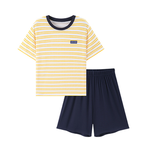 儿童睡衣男孩夏男童莫代尔家居服青少年短裤短袖套装宽松薄款大童