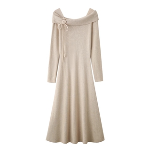 夏法式复古打底针织连衣裙女秋冬配大衣的内搭长裙气质高级感不晚