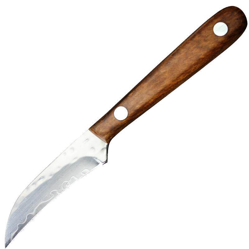 家用瓜果刀削皮刀大马士革钢小刀锋利户外便携削玉米削果皮小弯刀