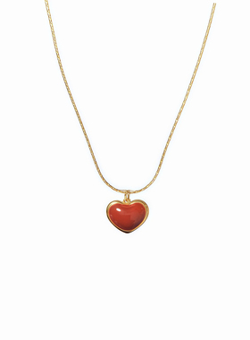 绯心暗涌｜复古酒红爱心项链